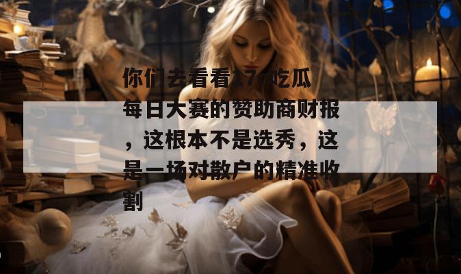 你们去看看17c吃瓜每日大赛的赞助商财报,这根本不是选秀,这是一场对散户的精准收割